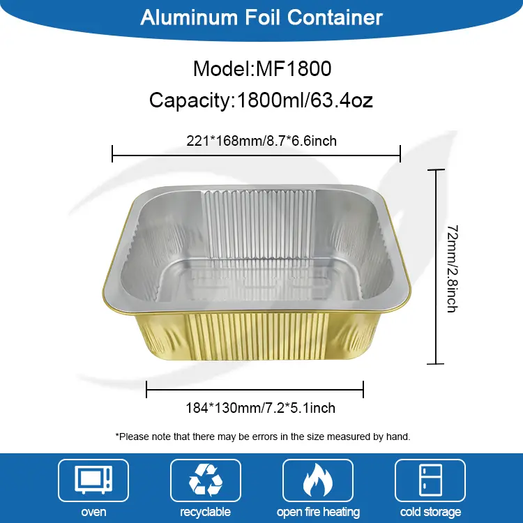 Одноразові ущільнювачі квадратні контейнери з алюмінієвою фольгою