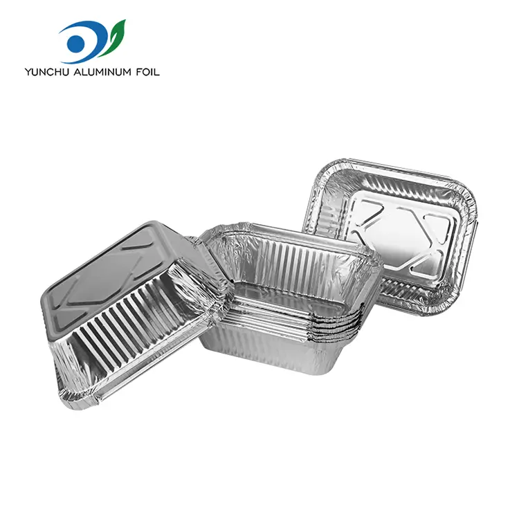 Прямокутні контейнери з алюмінієвої фольги срібла Прямокутні контейнери з алюмінієвої фольги срібла