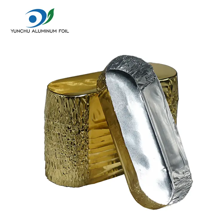 Невеликі овальні упаковки сріблясті контейнери з алюмінієвої фольги Невеликі овальні упаковки сріблясті контейнери з алюмінієвої фольги