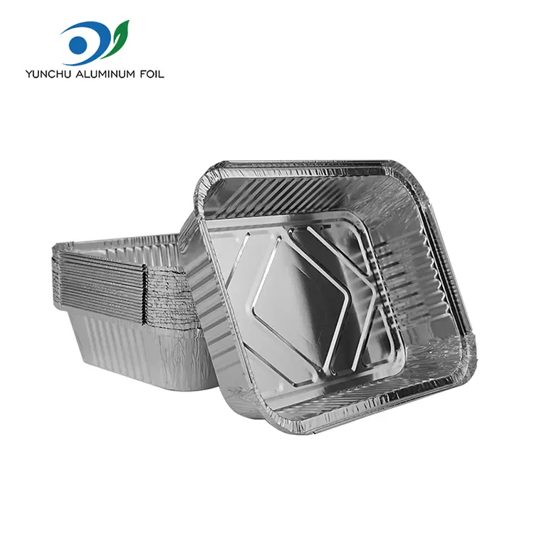 Прямокутна контейнери з алюмінієвою фольгою для барбекю срібла