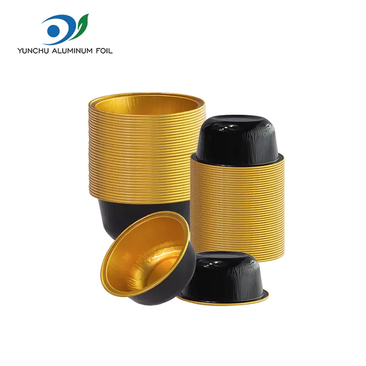 Кольорові круглі контейнери з алюмінієвої фольги з смаженою стіною Кольорові круглі контейнери з алюмінієвої фольги з смаженою стіною