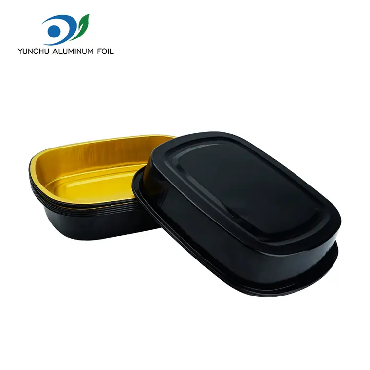Одноразові чорні золоті випічка для випічки прямокутна контейнери з алюмінієвою фольгою