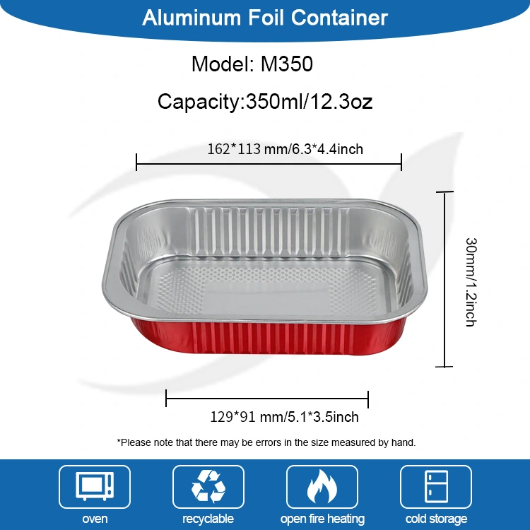 Одноразові харчові ущільнювачі червоні квадратні контейнери з алюмінієвої фольги