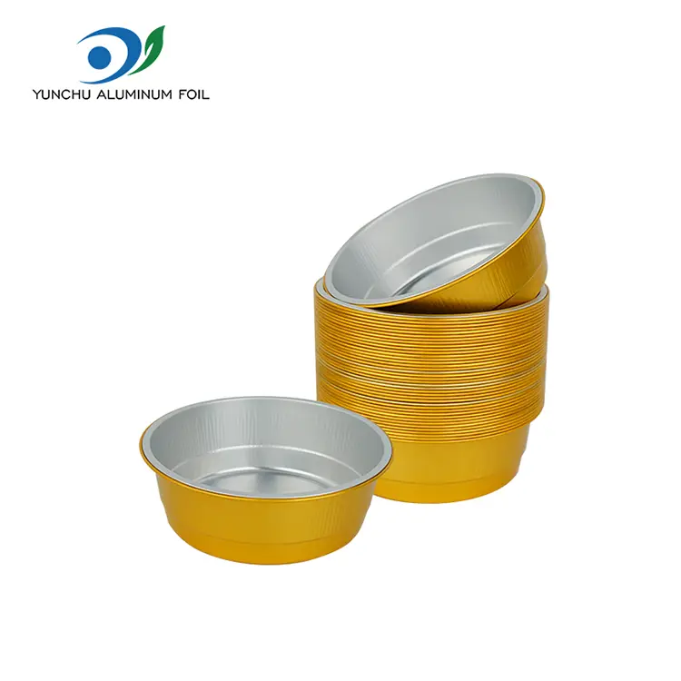 Одноразові золоті круглі контейнери з алюмінієвою фольгою