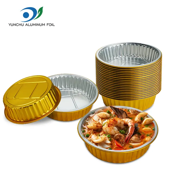 Одноразові контейнери з алюмінієвою фольгою Glaten Golden