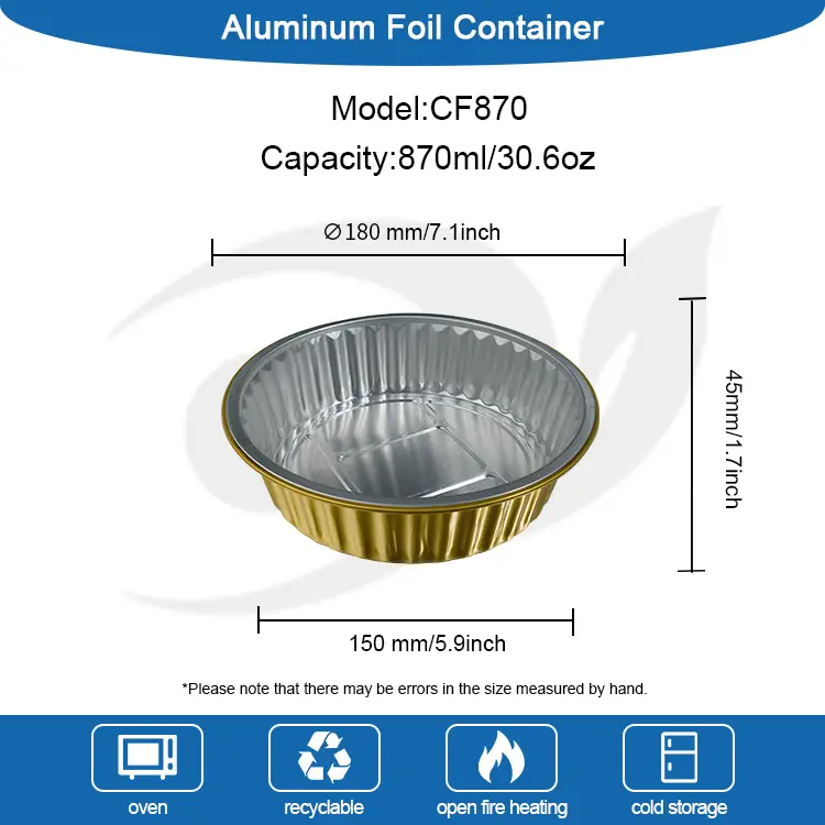 Одноразові контейнери з алюмінієвою фольгою Glaten Golden