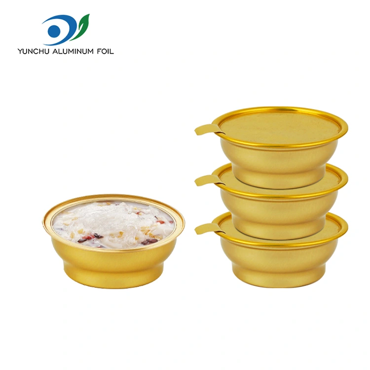Одноразова кругла коробка для виноски Маленька золота чаша алюмінієва фольга контейнери Одноразова кругла коробка для виноски Маленька золота чаша алюмінієва фольга контейнери