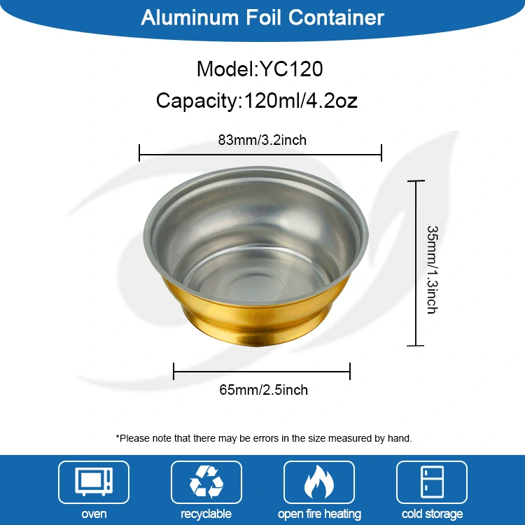 Одноразова кругла коробка для виноски Маленька золота чаша алюмінієва фольга контейнери