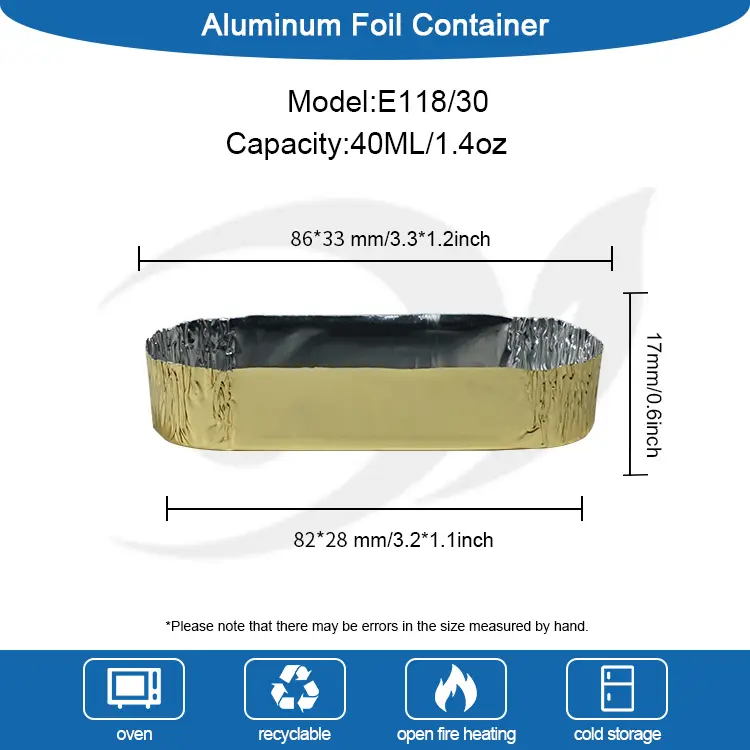 Невеликі овальні упаковки сріблясті контейнери з алюмінієвої фольги