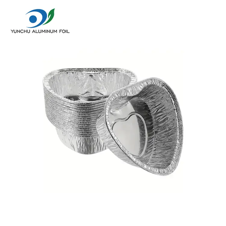 Серцевий торт повітряний фритюрниця Срібні контейнери з алюмінієвої фольги Серцевий торт повітряний фритюрниця Срібні контейнери з алюмінієвої фольги