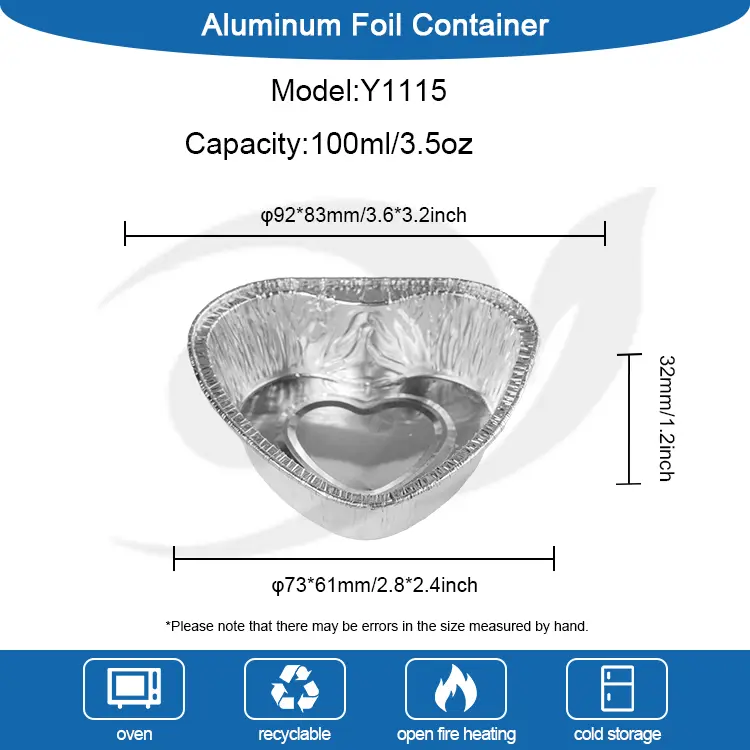Серцевий торт повітряний фритюрниця Срібні контейнери з алюмінієвої фольги