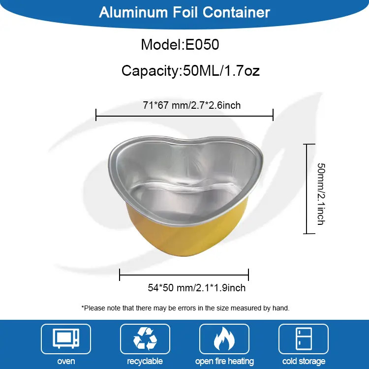 Контейнери алюмінієвої фольги у формі серця у формі серця
