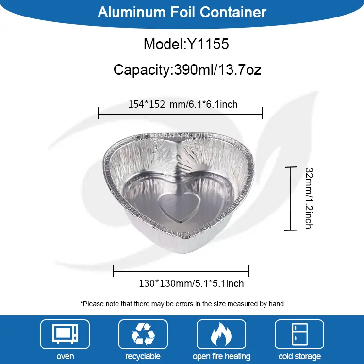 Торт у формі серця срібні контейнери з алюмінієвою фольгою