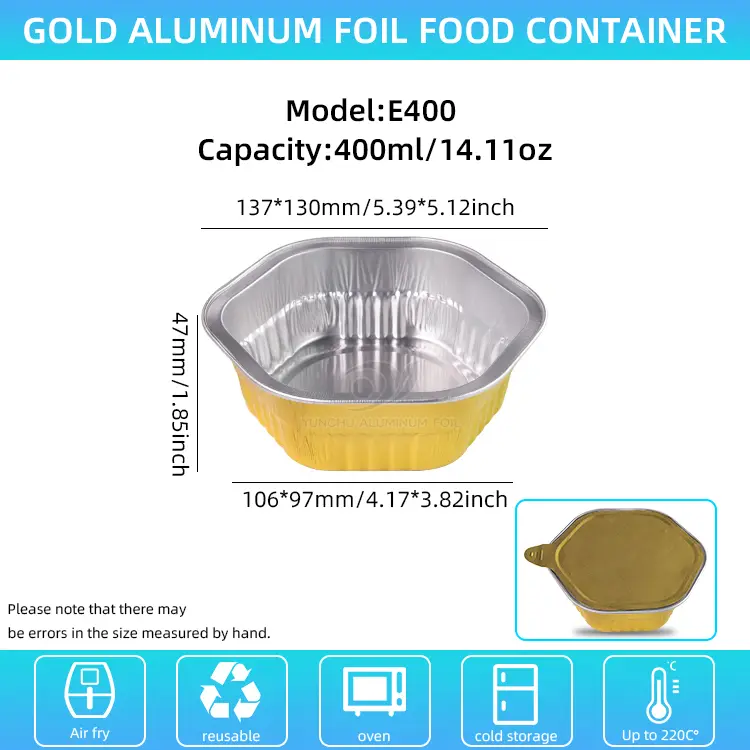 Шестикутні виноски теплові герметичні гладкі контейнери з алюмінієвою фольгою