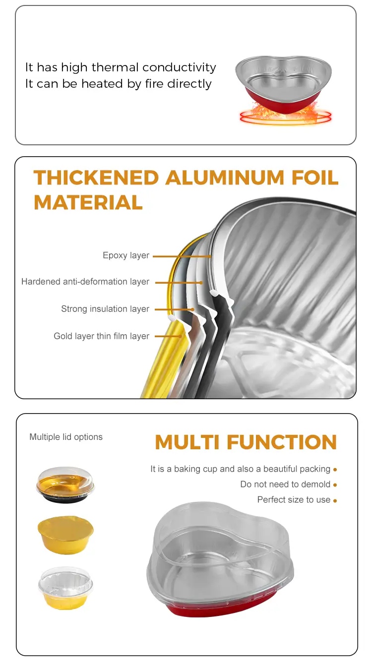 Heart-shaped cake baking Smoothwall Aluminum Foil Containers