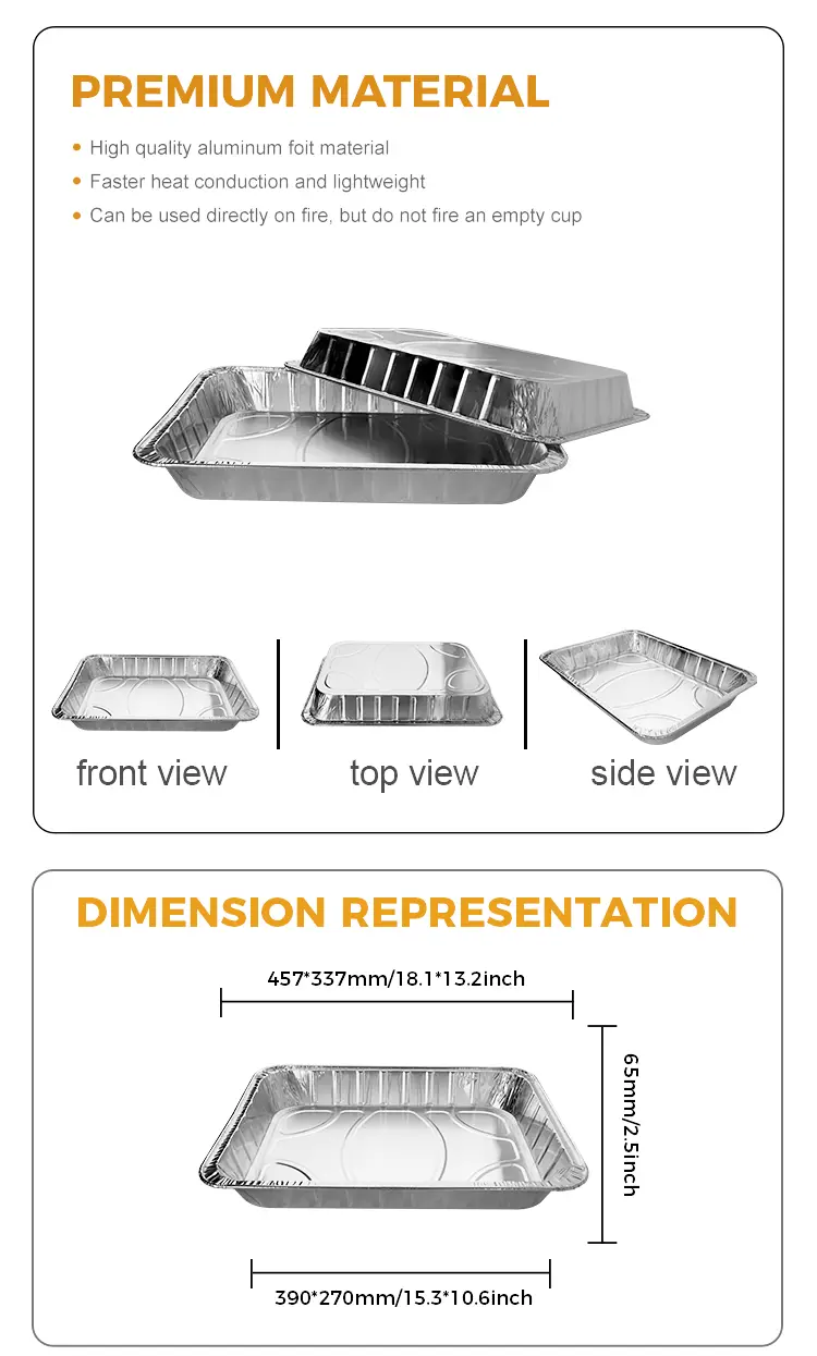 Large-capacity take-out baking tray Silver Aluminum Foil Containers