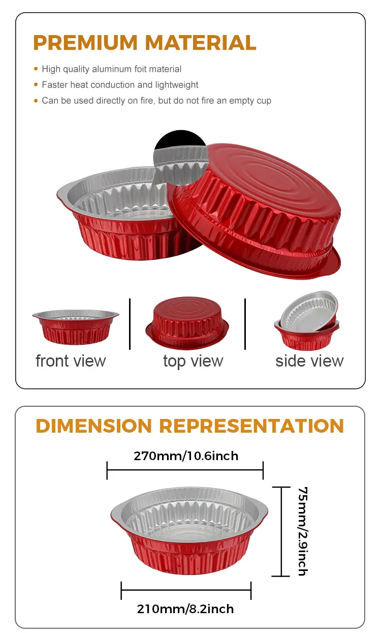 Disposable hot pot pots and pans Red Aluminum Foil Containers