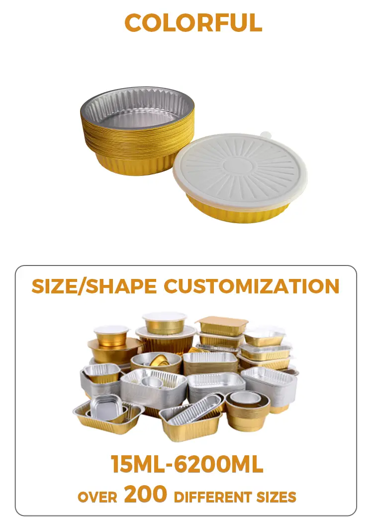 Disposable barbecue trays Golden Round Aluminum Foil Containers