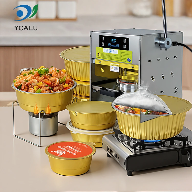 Ручна термозапаювальна машина з золотими контейнерами з алюмінієвої фольги