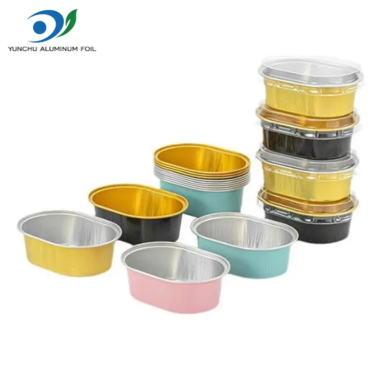 Овальні контейнери з алюмінієвої фольги зі світлими стінками