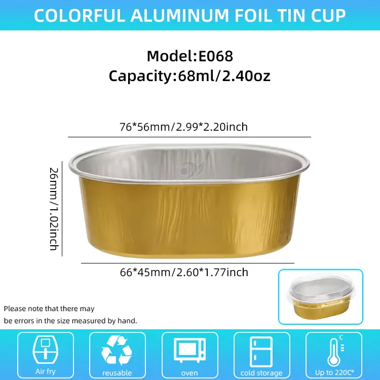 Овальні контейнери з алюмінієвої фольги зі світлими стінками