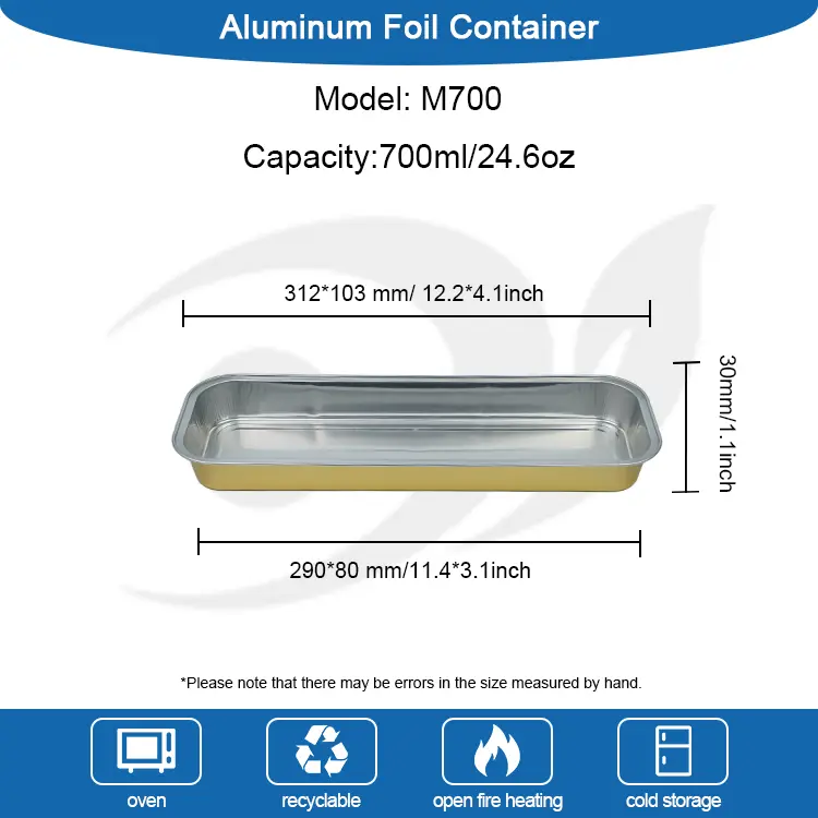 Прямокутний хліб гладкий алюмінієвий контейнери з фольги