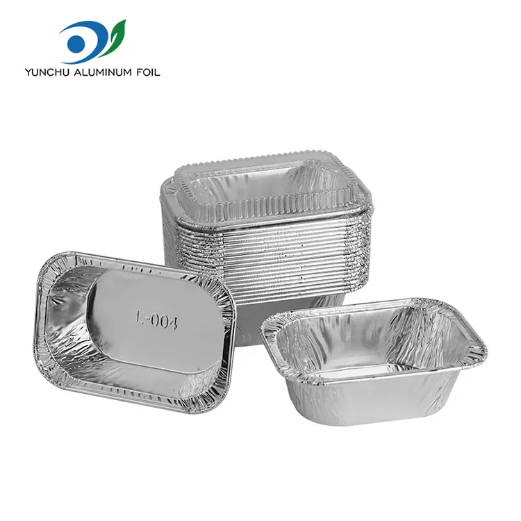 Прямокутна торт випікає сріблясті контейнери з алюмінієвою фольгою Прямокутна торт випікає сріблясті контейнери з алюмінієвою фольгою