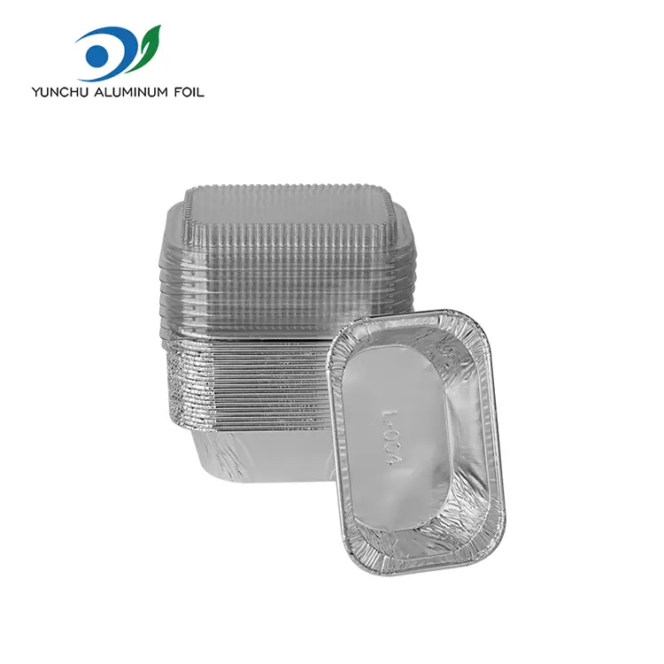 Прямокутна торт випікає сріблясті контейнери з алюмінієвою фольгою