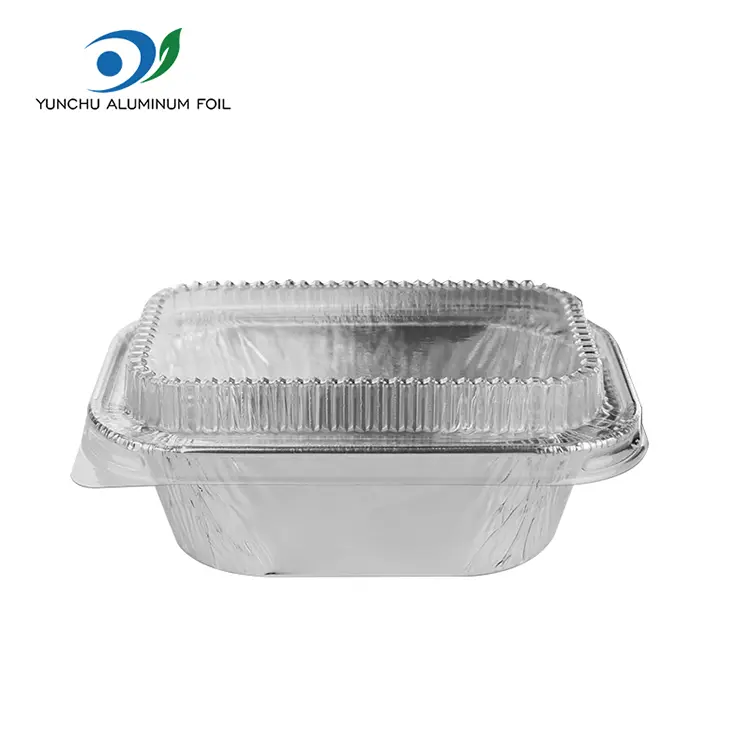 Прямокутна торт випікає сріблясті контейнери з алюмінієвою фольгою