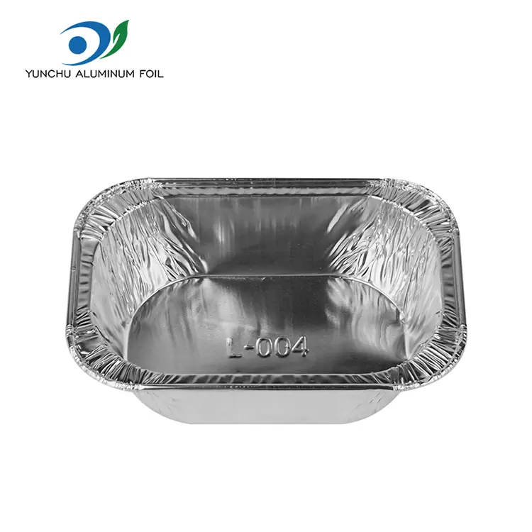 Прямокутна торт випікає сріблясті контейнери з алюмінієвою фольгою