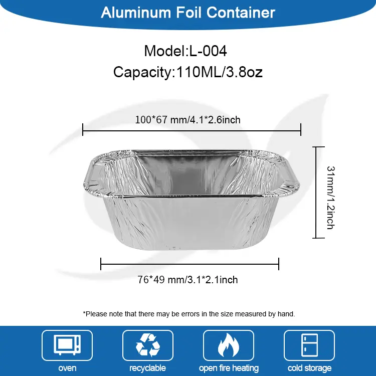 Прямокутна торт випікає сріблясті контейнери з алюмінієвою фольгою