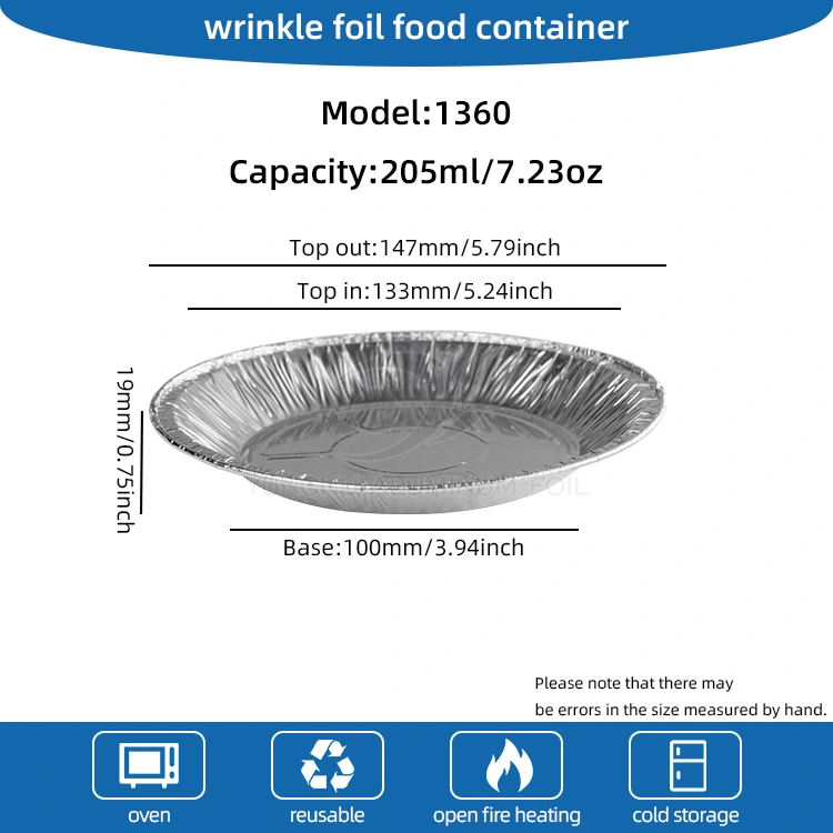 Круглий фритюрниця Випічка срібної алюмінієвої фольги з їжею контейнер