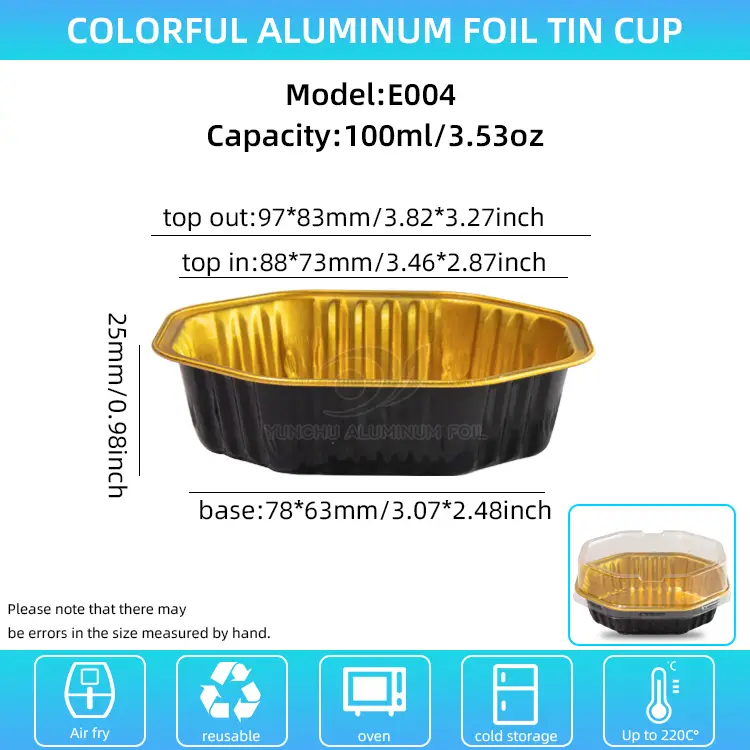 Спеціальна форма чашка гладкої стінки алюмінієвої фольги контейнери