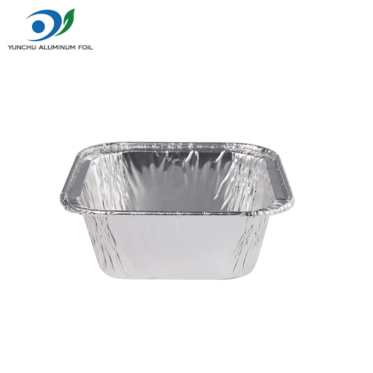 Квадратні фритюрниці срібні контейнери з алюмінієвою фольгою Квадратні фритюрниці срібні контейнери з алюмінієвою фольгою