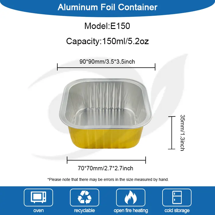 Квадратна випічка гладкої стінки контейнери з алюмінієвої фольги