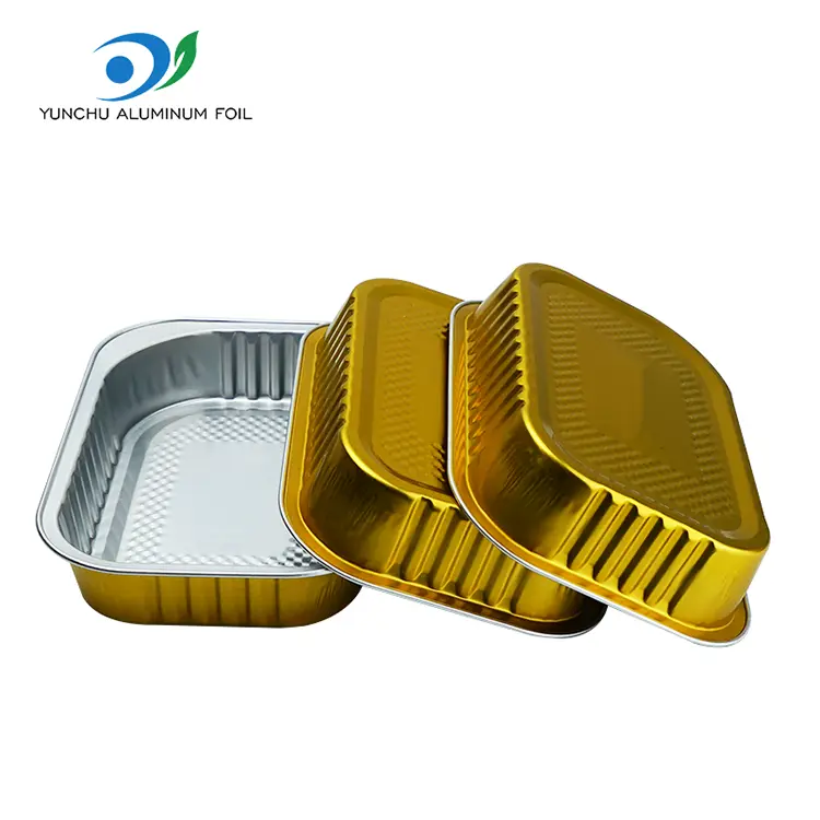 Квадратна їдальня Золота алюмінієва фольга контейнери