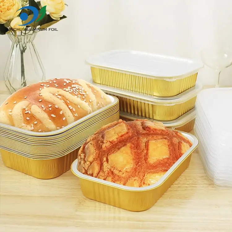 Квадратна їдальня Золота алюмінієва фольга контейнери