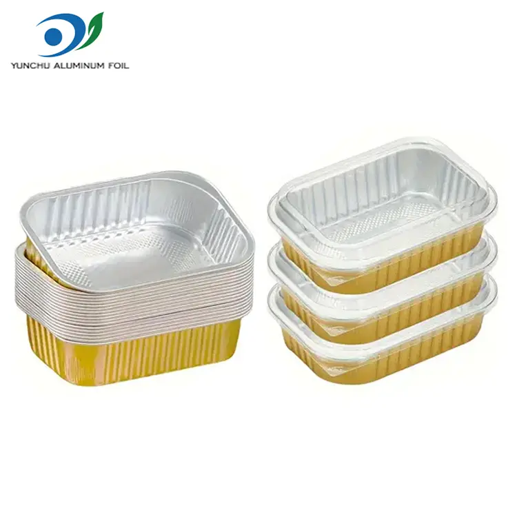 Квадратна їдальня Золота алюмінієва фольга контейнери