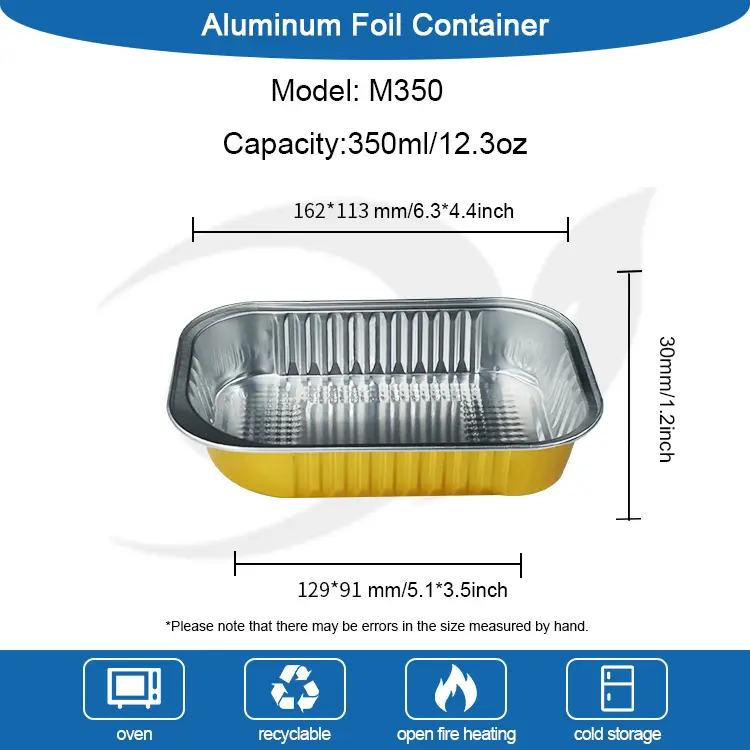 Квадратна їдальня Золота алюмінієва фольга контейнери
