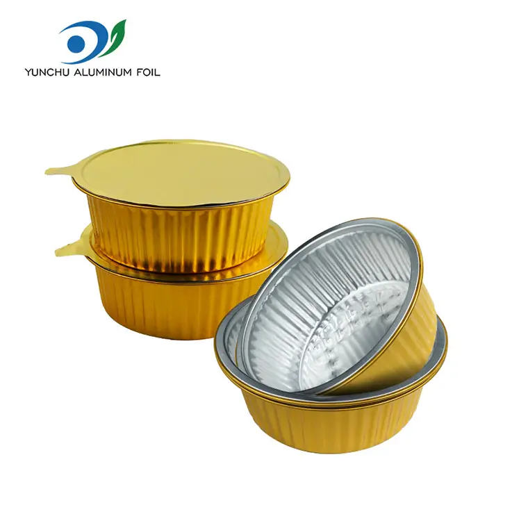 Виїзд невеликий гарячий горщик Золотий круглий контейнер з алюмінієвою фольгою Виїзд невеликий гарячий горщик Золотий круглий контейнер з алюмінієвою фольгою